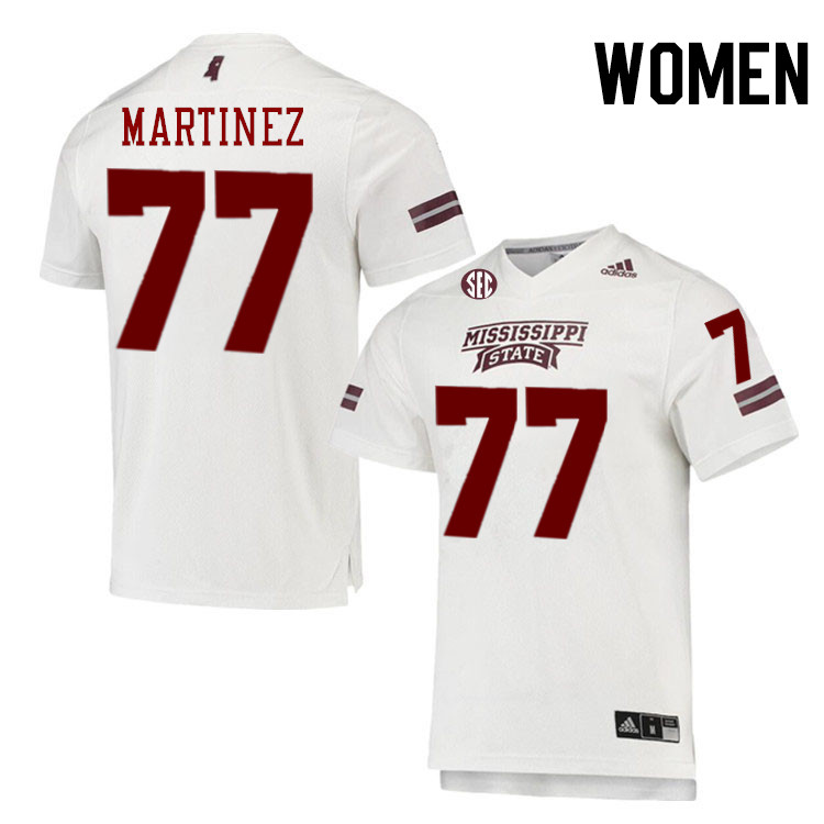 Women #77 Marlon Martinez Mississippi State Bulldogs College Football Jerseys Stitched-White